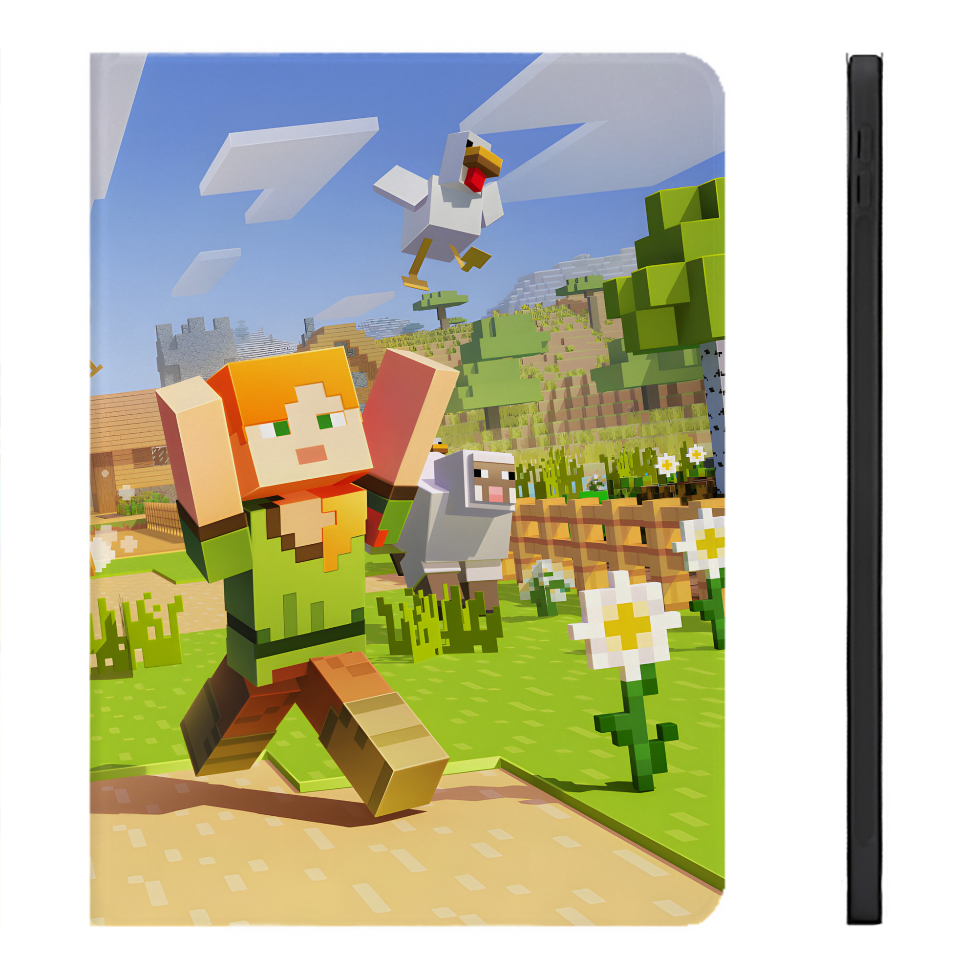 （画像用） マインクラフト ブロックの世界 Minecraft MC Block world IPadケース ペンホルダー付き ブックスタイルデザイン